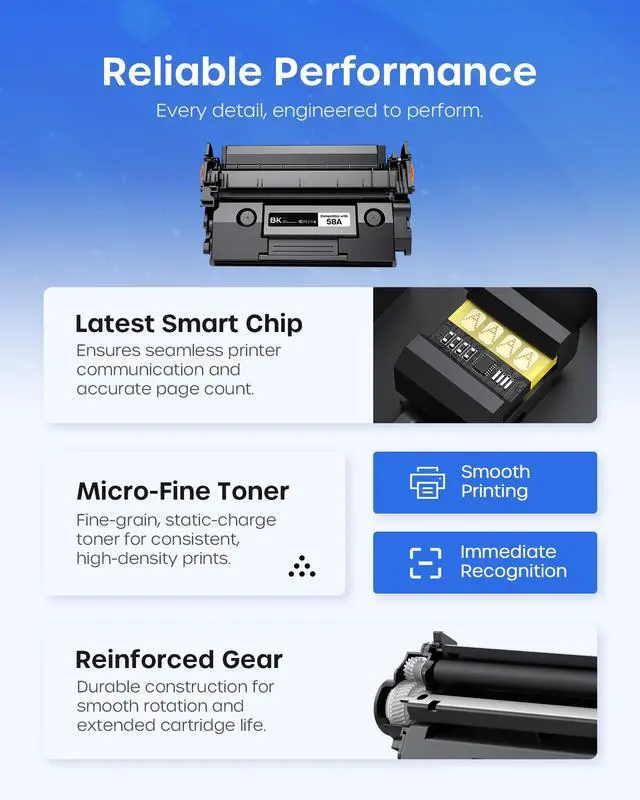 Alt view image 5 of 7 - 58A Toner Cartridge Black High Yield Compatible for HP 58A CF258A | 58X CF258X use with LaserJet MFP M428dw M428fdw M428fdn Pro M404n M404dn M404dw M304a Printer (4 Black, with Chip)