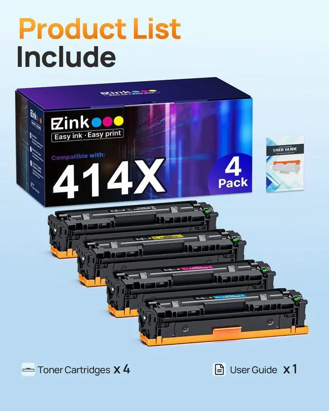 Alt view image 6 of 7 - 414X Toner Cartridges Compatible for HP 414X 414A W2020X, 4 Pack | 414X Toner Cartridges to Use with HP Color LaserJet Pro MFP M479fdw M479fdn M454dw M454dn M479 (4 Pack High Yield with Chip)