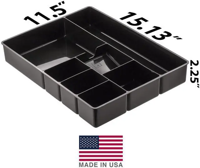 Alt view image 2 of 7 - Deep Drawer Organizer Tray, 8 Compartments, 2 1/4" H x 15 1/8" W x 11 1/2" D, Black (Pack of 6)