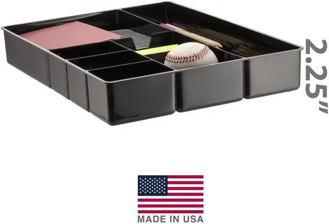 Alt view image 3 of 7 - Deep Drawer Organizer Tray, 8 Compartments, 2 1/4" H x 15 1/8" W x 11 1/2" D, Black (Pack of 6)