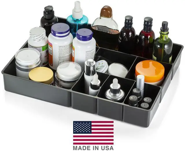 Alt view image 4 of 7 - Deep Drawer Organizer Tray, 8 Compartments, 2 1/4" H x 15 1/8" W x 11 1/2" D, Black (Pack of 6)