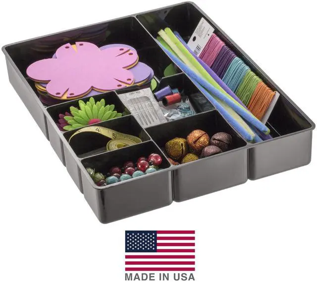 Alt view image 6 of 7 - Deep Drawer Organizer Tray, 8 Compartments, 2 1/4" H x 15 1/8" W x 11 1/2" D, Black (Pack of 6)