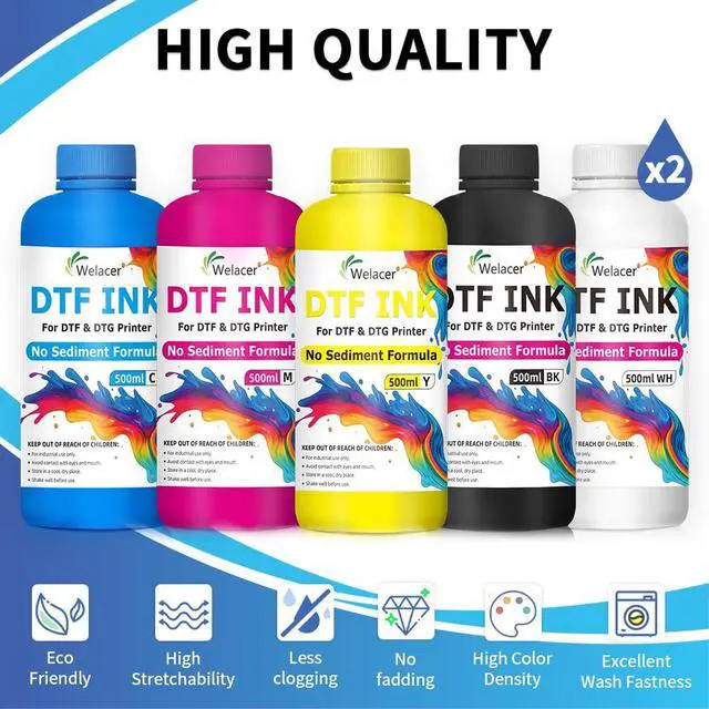 Alt view image 6 of 7 - DTF Ink 6x500ml No Sediment Formula Ink Refill ET-8550 L1800 | Ink Kit for XP600,I3200,R1390,XP15000,ET2800,L800,L805 for All DTF Printers&Film,Clog-Resistant,Smooth Ink Flow(2Wh,CMYK)