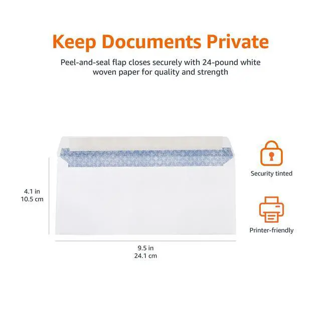 Alt view image 4 of 7 - #10 Security-Tinted Self-Seal Business Envelopes for Documents, Privacy, Home & Office, White, 500 Count (Pack of 5)
