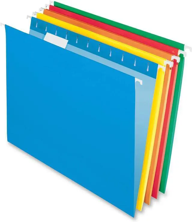 Main image of Hanging File Folders,Letter Size,Assorted Colors,1/5-Cut Adjustable Tabs,25 Per Box (81663),(Pack of 10)