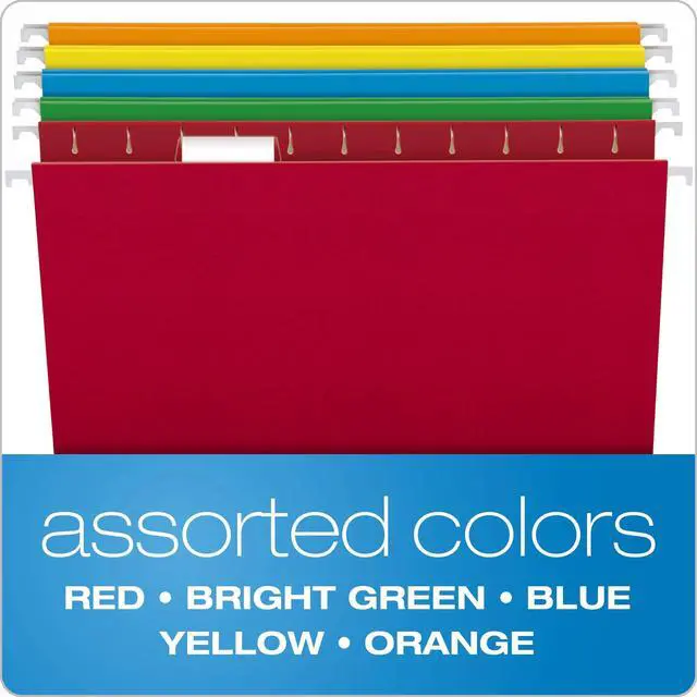 Alt view image 3 of 7 - Hanging File Folders,Letter Size,Assorted Colors,1/5-Cut Adjustable Tabs,25 Per Box (81663),(Pack of 10)