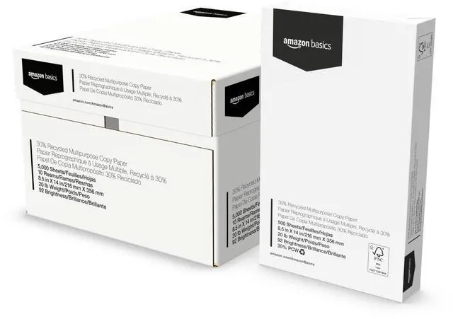 Main image of 30% Recycled Multipurpose Copy & Print Paper, 8.5 x 14 in, 20 lb Weight, 92 Bright, White, 5000 Sheets (10 Reams)