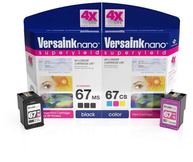 Main image of Nano HP 67 MS MICR Black Ink Cartridge for Check Printing & -Nano 67 CS Tri-Color Ink Cartridge Pack, Cyan