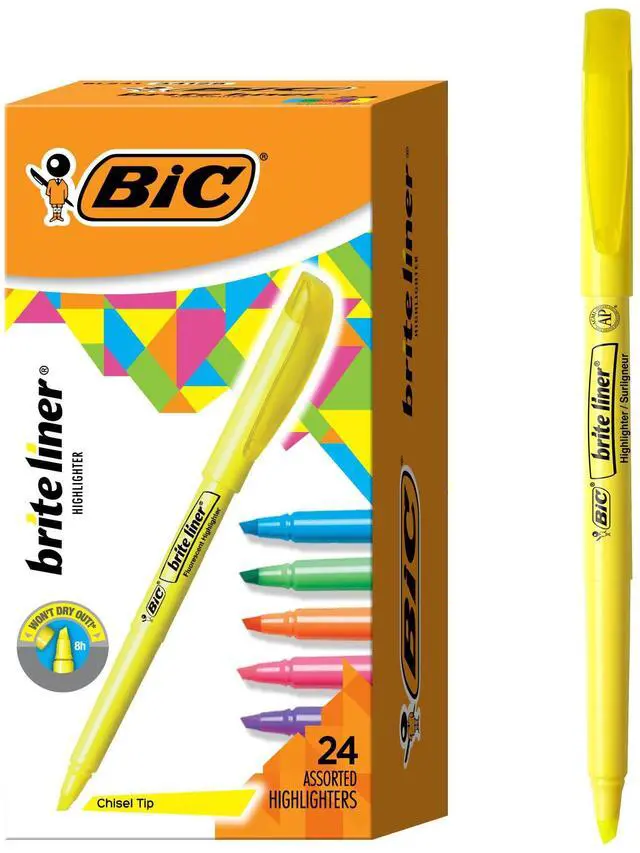 Main image of Brite Liner Highlighters Chisel Tip Assorted Colors | Vibrant | 24-Count, Pack of 12