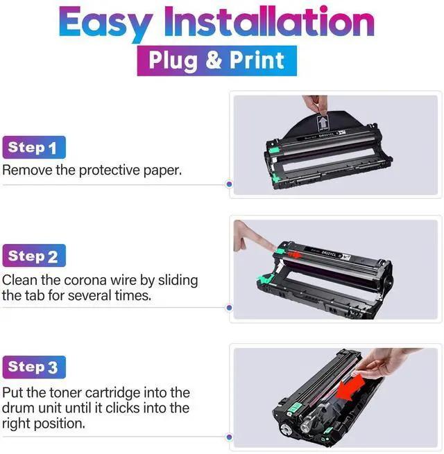 Alt view image 6 of 6 - Compatible DR221 Drum Unit (NOT Toner) Replacement for Brother DR221CL DR-221CL DR221 DR 221 CL for Brother MFC-9130CW MFC-9330CW HL-3170CDW HL-3180CDW HL-3140CW MFC-9340CDW Printer (4 Pack)