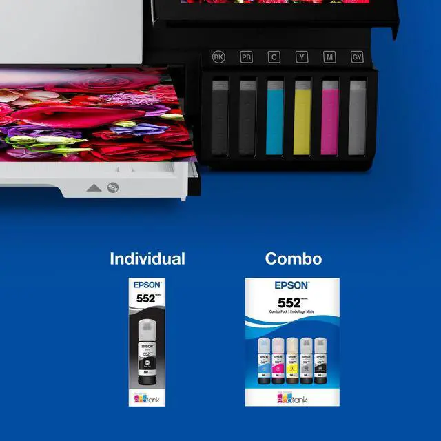 Alt view image 6 of 7 - 552 EcoTank Ink Ultra-high Capacity Bottle Three Color CMY Combo Pack (T552620-S) Works with ET-8500, 8550