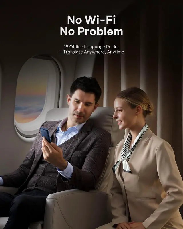Alt view image 5 of 7 - AI Language Translator Device 2-Year Free Global Data & Real-Time Voice Translation Device, HIPAA-Compliant, 60 Languages & 18 Offline Packs for Business and Travel, Blue