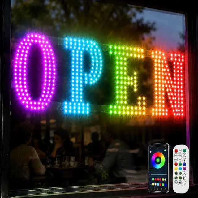 Main image of 48" x 17" Led Open Signs for Business,Smart App & Remote Control, Timer, Custom Colors & Brightness High Visibility for Storefronts Restaurants, Bars, Salons, Cafes, Retail Shop
