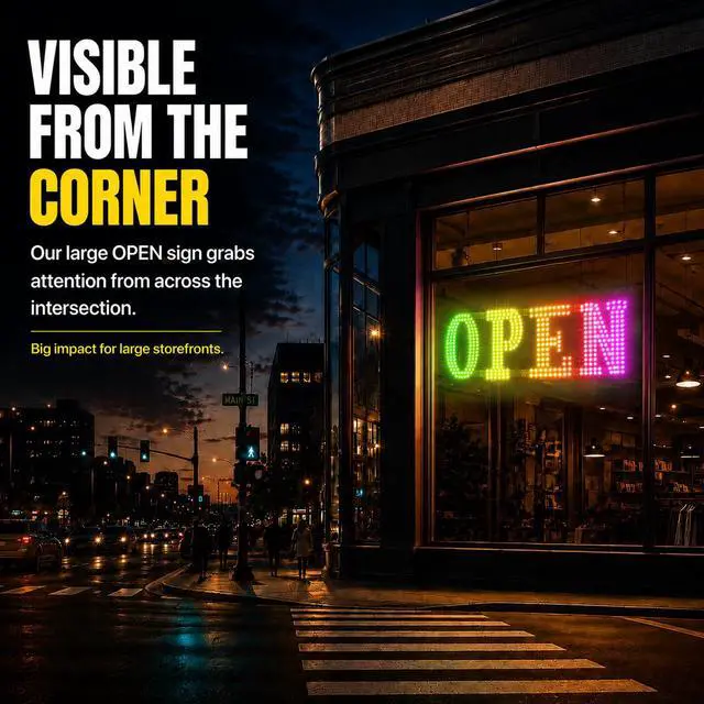 Alt view image 7 of 7 - 48" x 17" Led Open Signs for Business,Smart App & Remote Control, Timer, Custom Colors & Brightness High Visibility for Storefronts Restaurants, Bars, Salons, Cafes, Retail Shop