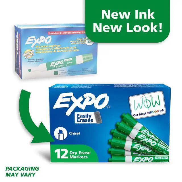 Alt view image 2 of 7 - Dry Erase Markers, Low Odor Ink, Green, Chisel Tip,Whiteboard, Calendar, Organization, Essential Supplies for Office, School, Classroom, Teachers (Pack of 144)