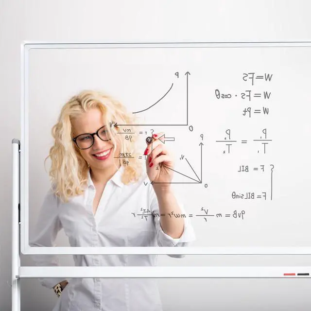 Alt view image 2 of 7 - Rolling Whiteboard 48x32 Clear Glass Dry Erase Board on Wheels | Clear Tempered Glass, Dry Erase, With Chart Paper, Free-Standing, Ideal for Office, Classroom, School, Home, Homeschooling