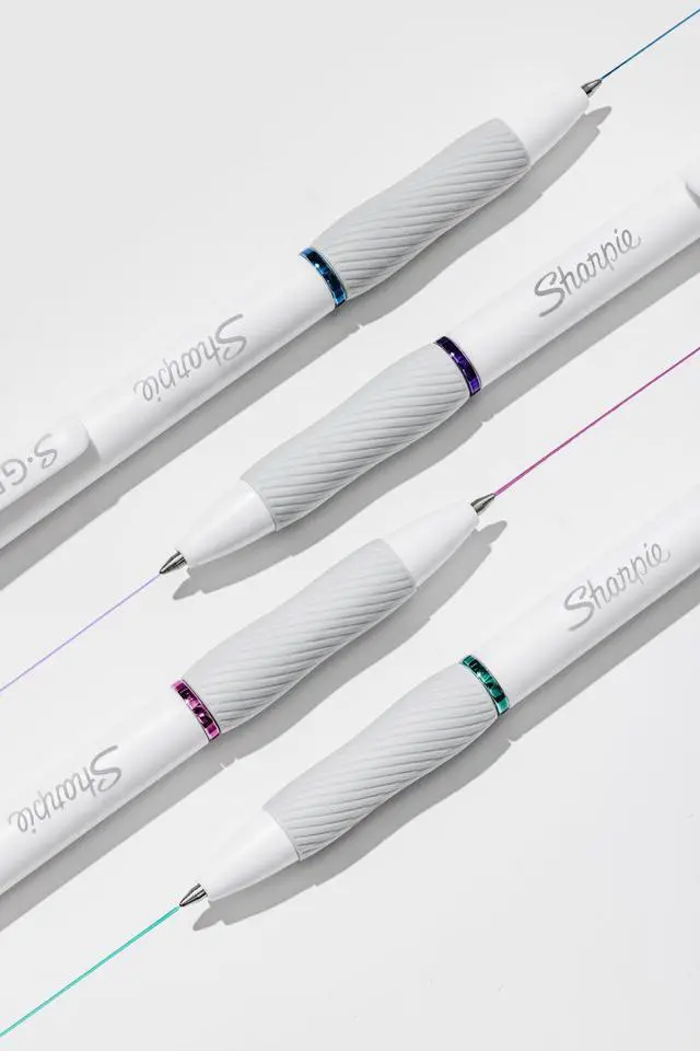 Alt view image 2 of 7 - S-Gel Pens, Fashion Barrel White Pearl, Medium Point (0.7mm), Bold Ink Colors, 8 Count (Pack of 6)