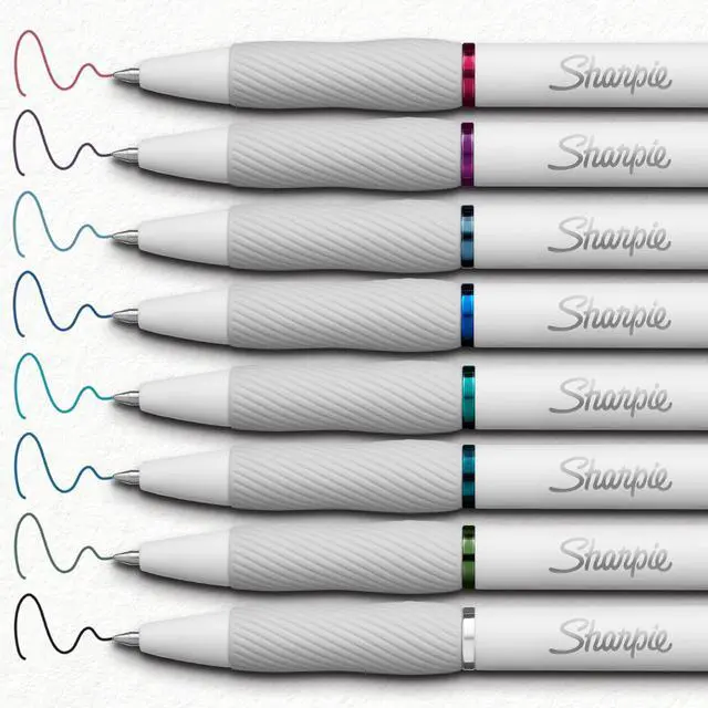 Alt view image 5 of 7 - S-Gel Pens, Fashion Barrel White Pearl, Medium Point (0.7mm), Bold Ink Colors, 8 Count (Pack of 6)