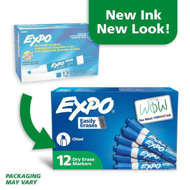 Alt view image 2 of 7 - Dry Erase Markers, Low Odor Ink, Blue, Chisel Tip, Whiteboard, Calendar, Organization, Essential Supplies for Office, School, Classroom, Teachers (Pack of 144)