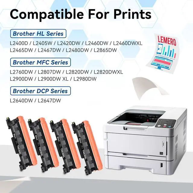 Alt view image 3 of 7 - TN830XL/V/R TN830 Black Toner for Brother TN-830XL DCP-L2640DW HL-L2460DW | Compatible for Brother HL-L2480DW HL-L2405W MFC-L2820 Printer-4 Pack of TN830XL High Yield Cartridge-Print up to 3,000 Pages