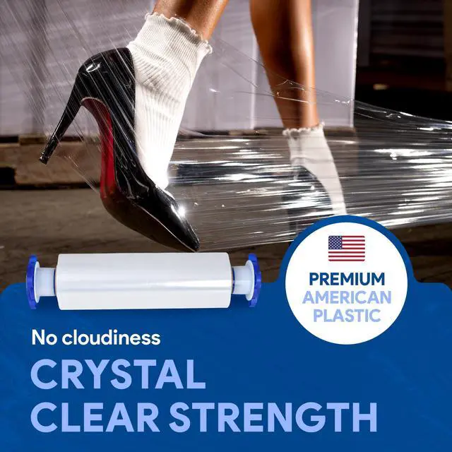 Alt view image 5 of 7 - 18" Stretch Film/Wrap 1500 feet 7 Layers 80 Gauge Industrial Strength up to 800% Stretch 20 Microns Adhering Packing Moving Heavy Duty (Clear, 4 Pack - Tension Handles)