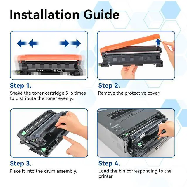 Alt view image 7 of 7 - TN830XL/V/R TN830 Black Toner for Brother TN-830XL DCP-L2640DW HL-L2460DW | Compatible for Brother HL-L2480DW HL-L2405W MFC-L2820 Printer-4 Pack of TN830XL High Yield Cartridge-Print up to 3,000 Pages