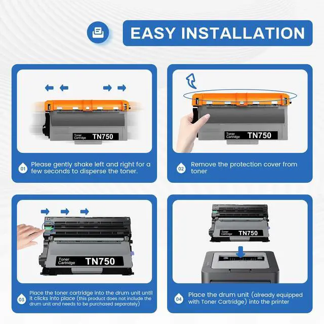 Alt view image 5 of 6 - TN750 TN-750 TN-720 TN720 Compatible High-Yield Black Toner Cartridge Replacement for Brother TN-750 TN750 TN-720 MFC-8810DW MFC-8710DW MFC-8950DW (2 Pack)