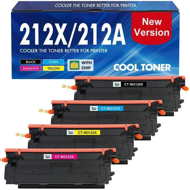 Main image of 212X 212A Toner Cartridges 4 Pack for HP 212X 212A W2120X W2120A M554 M555 | Compatible for HP LaserJet Enterprise M554 M555 M555dn M554dn M555x MFP M578f M578 M578dn M578c M578z M578z Series Printer
