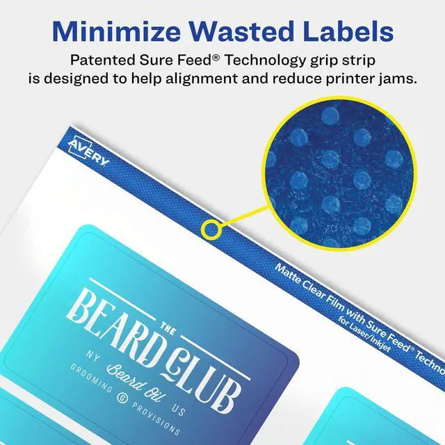 Alt view image 4 of 7 - ® Matte Clear Rectangle Labels, Sure Feed® Technology, 2" x 3", 800 Matte Clear Labels, Print-to-The-Edge, Laser/Inkjet Printable