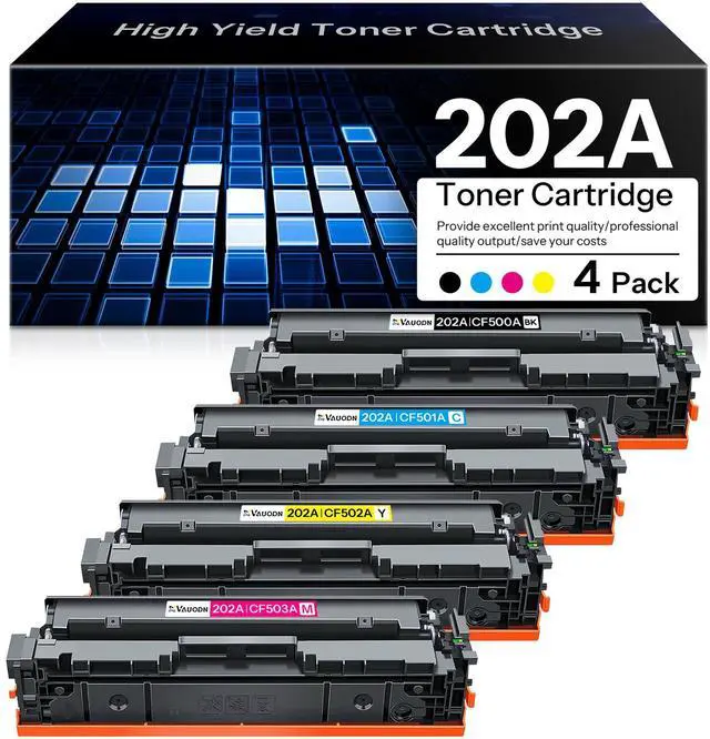 Main image of 202A Toner Cartridges Set 4-Pack Compatible for HP 202A CF501A | Compatible with HP Color Pro MFP M281cdw M281fdn M254dw M254dn Printer,CF500A,CF502A,Black,Cyan,Yellow,Magenta
