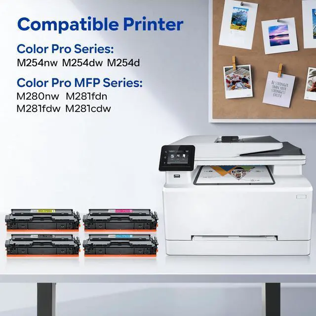 Alt view image 3 of 5 - 202A Toner Cartridges Set 4-Pack Compatible for HP 202A CF501A | Compatible with HP Color Pro MFP M281cdw M281fdn M254dw M254dn Printer,CF500A,CF502A,Black,Cyan,Yellow,Magenta