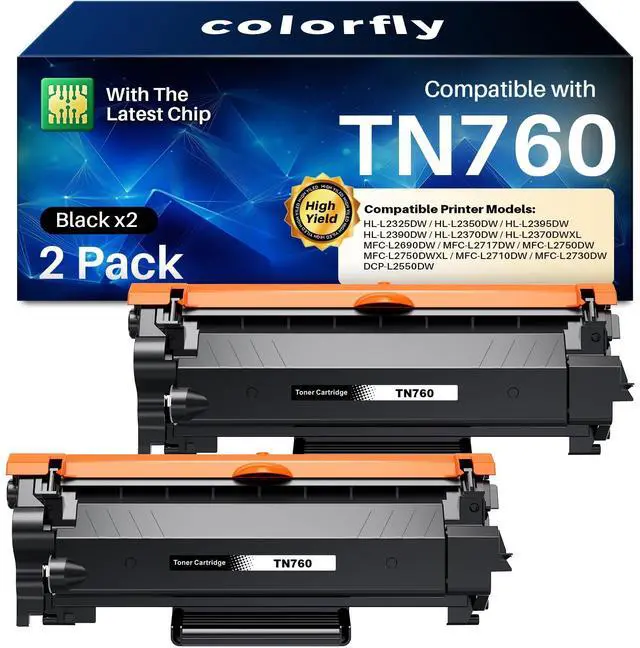Main image of TN760 Toner for Brother Printer Compatible for Brother TN760 TN-760 TN730 TN 760 Brother Toner Cartridge To Use With MFC-L2710DW MFC-L2750DW HL-L2350DW HL-L2370DW HL-L2395DW DCP-L2550DW (2 Black)