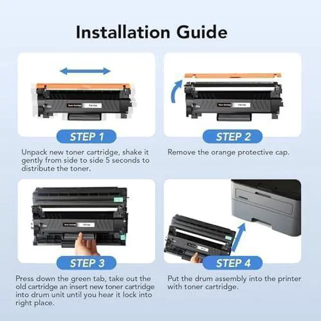 Alt view image 5 of 7 - TN760 Toner for Brother Printer Compatible for Brother TN760 TN-760 TN730 TN 760 Brother Toner Cartridge To Use With MFC-L2710DW MFC-L2750DW HL-L2350DW HL-L2370DW HL-L2395DW DCP-L2550DW (2 Black)