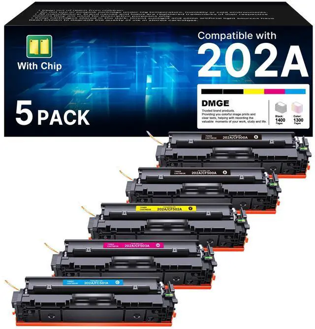 Main image of 202A Toner Cartridges 5 Pack Replacement for HP 202A 202X (with Chip) | Compatible for HP Color Laserj Pro MFP M281fdw, M281cdw M281fdn M254dw M254 M281 | CF500A (2 Black, Cyan, Yellow, Magenta)