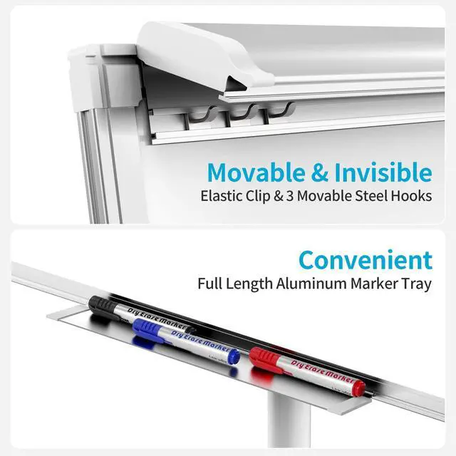 Alt view image 3 of 7 - Mobile Magnetic Whiteboard on Wheels, Portable Dry Erase Easel 40 x 28 Inch | Height Adjustable, Dry Erase Board Easel with Flipchart Paper Pad, Rolling White Board for Classroom, Office & Workshops