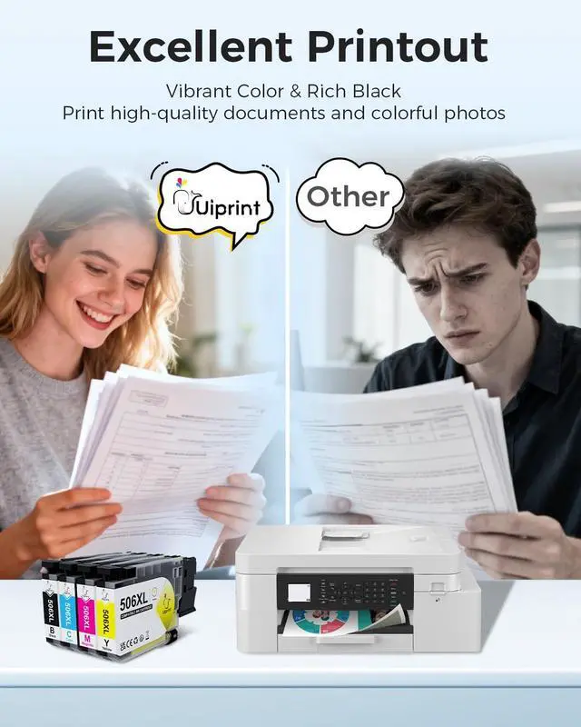 Alt view image 6 of 7 - LC506XL4PK High Yield Ink Cartridges for Brother Printer MFC-J4355DW MFC-J4555DW MFC-J4557DW MFC-J6560DW Replacement for Brother LC506 LC506XL LC506XXL Series Ink, Up to 7000 Pages (Bk/C/M/Y)