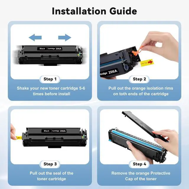 Alt view image 5 of 7 - 206A Toner Cartridges 4PK with Chip Compatible with HP 206A HP206A W2110A | M283fdw Toner Work for M283fdw/cdw/fdn/M282nw & M255dw/nw, Standard Yield Version of 206X W2110X (HP206a 4 Pack, BK/C/M/Y)