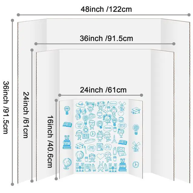 Alt view image 2 of 7 - 10 Pack Trifold Poster Board 48" X 36", Single Sided White Poster Boards, Science Fair Display Boards Posterboard for Mounting, Prints,Art,Display,Projects Classroom Supplies