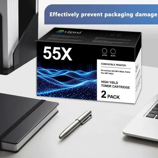 Alt view image 5 of 6 - 55X Toner Cartridge 2-Pack Compatible 55X CE255X Black Toner Cartridge Raplacement for HP 55X CE255X use with P3015 P3015dn P3015x Pro 500 MFP M521dn M521dw M525dn M525f M525c Printer
