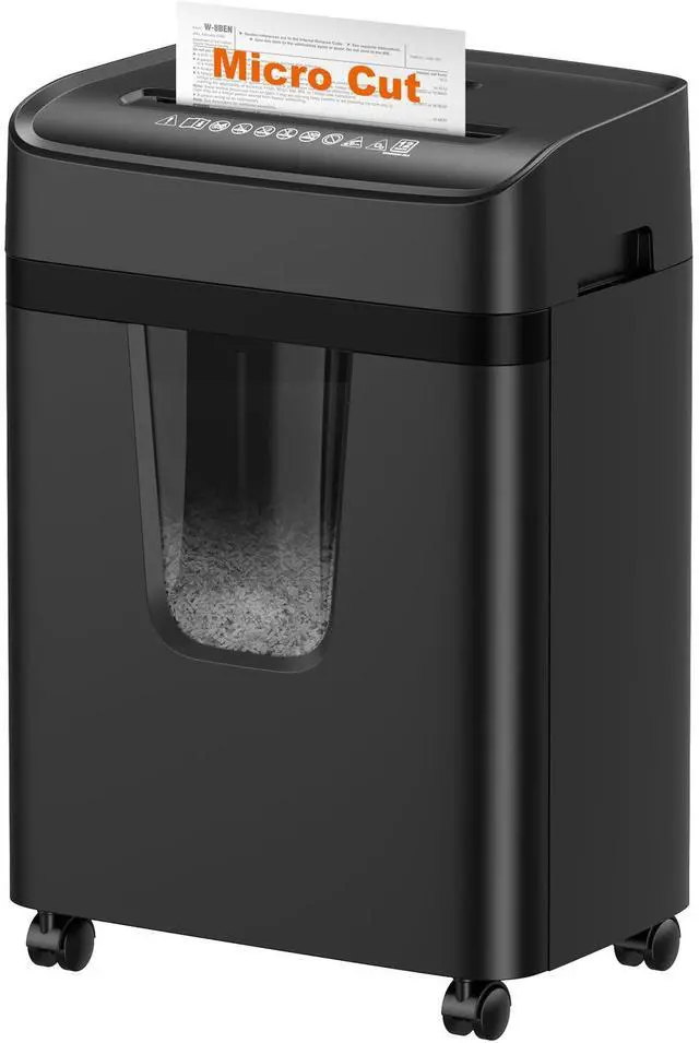 Main image of P-4 12-Sheet Micro-Cut Heavy Duty Paper Shredder for Home Office | 30 Mins, 5.5 Gal Pullout Bin, Jam-Proof System, Supports CDs & Staple Shredding, 360° Wheels C282-B