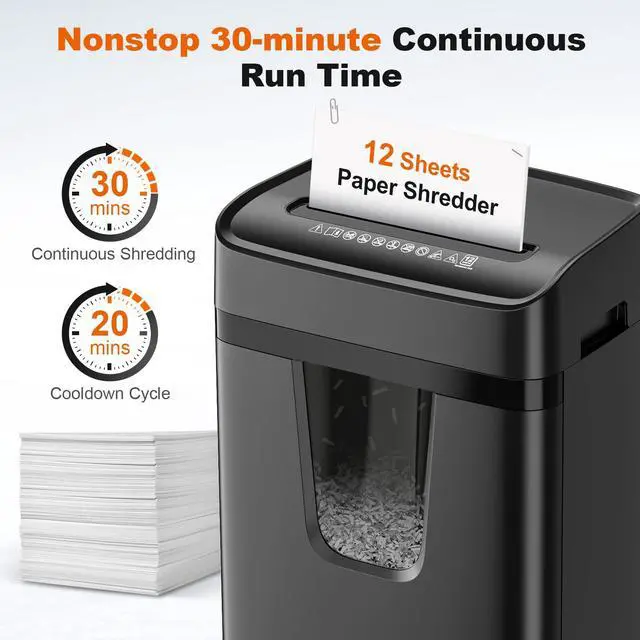 Alt view image 2 of 7 - P-4 12-Sheet Micro-Cut Heavy Duty Paper Shredder for Home Office | 30 Mins, 5.5 Gal Pullout Bin, Jam-Proof System, Supports CDs & Staple Shredding, 360° Wheels C282-B