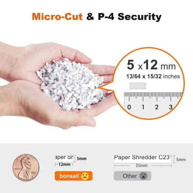 Alt view image 3 of 7 - P-4 12-Sheet Micro-Cut Heavy Duty Paper Shredder for Home Office | 30 Mins, 5.5 Gal Pullout Bin, Jam-Proof System, Supports CDs & Staple Shredding, 360° Wheels C282-B