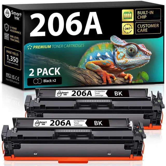 Main image of 206A Black Toner Cartridge 2 Pack (with Chip) Compatible Replacement for HP 206A Black Toner Cartridge 206X to use with Color LaserJet Pro MFP M283fdw M283cdw LaserJet Pro M255dw M255nw