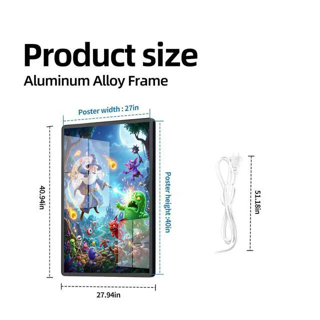 Alt view image 5 of 7 - LED Backlit Light Box Frame for Movie Posters, 27 x 40 in, Black