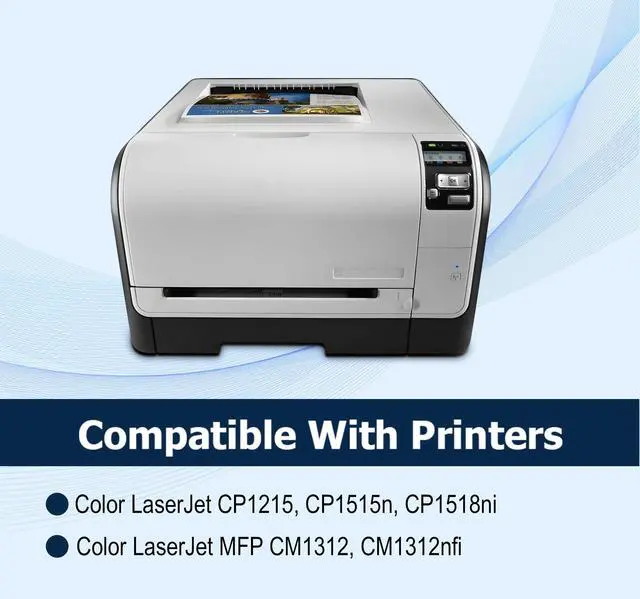 Alt view image 2 of 6 - 125A Toner Cartridges 4-Pack Replacement for HP 125A CM1312,CP1215,CP1515 | Works with HP Color Laserjet CM1312nfi CM1312 MFP,CP1215, CP1515, CP1518ni Printer Ink (Black,Cyan, Magenta, Yellow)