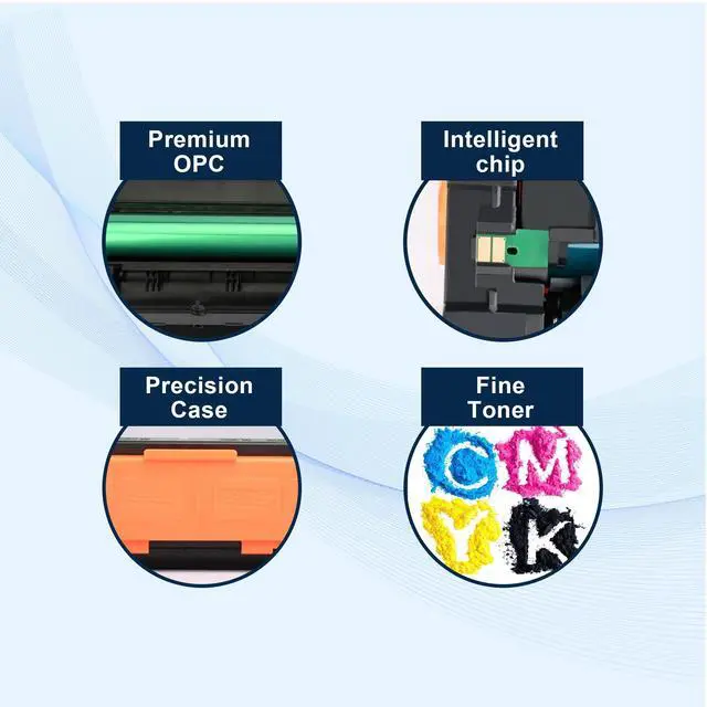 Alt view image 4 of 6 - 125A Toner Cartridges 4-Pack Replacement for HP 125A CM1312,CP1215,CP1515 | Works with HP Color Laserjet CM1312nfi CM1312 MFP,CP1215, CP1515, CP1518ni Printer Ink (Black,Cyan, Magenta, Yellow)