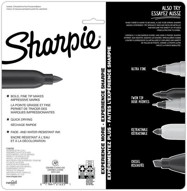 Alt view image 5 of 5 - Glam Pop Permanent Markers, Fine Tip, Assorted Colors, 24 Count - Arts & Crafts, Coloring, Office Supplies (Pack of 6)