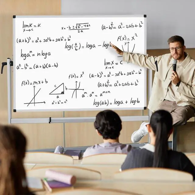 Alt view image 6 of 6 - XBoard Rolling Whiteboard 48x36 inch | Double-Sided Mobile Dry Erase Board Aluminium Frame for Home School Office Live Streaming