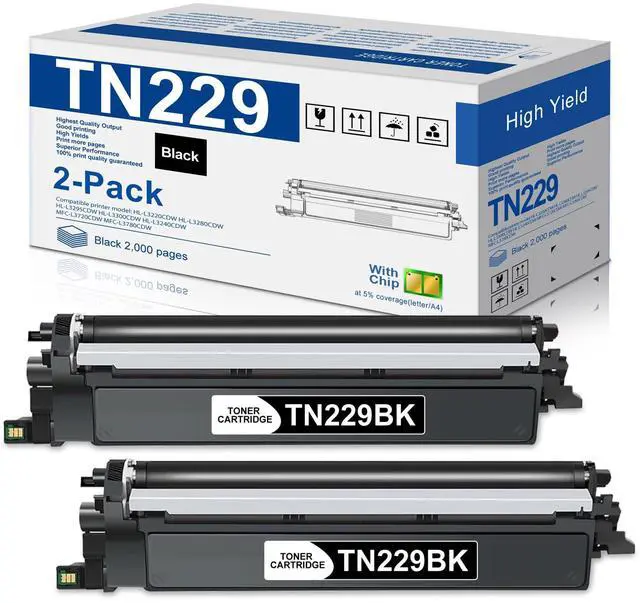 Main image of TN-229 TN229 Black Toner Cartridge 2-Pack Replacement for Brother TN-229BK TN229BK TN229XL2PK Toner for MFC-L3780CDW HL-L3280CDW HL-L3220CDW HL-L3300CDW HL-L3295CDW Printer Toner TN229 2PK