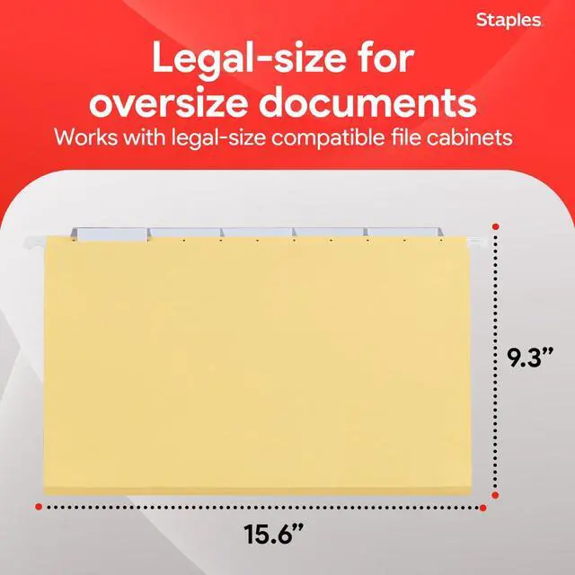 Alt view image 3 of 7 - Heavy Duty Reinforced Hanging File Folders, 1/5-Cut Tab, Legal Size, Assorted Colors, 25/Box (ST18657-CC)